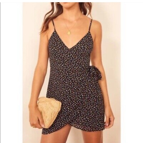 Reformation black polka dot Troppo mini dress - Picture 2 of 8